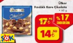 ÜLKER FINDIKLI KARE ÇİKOLATA 60 G